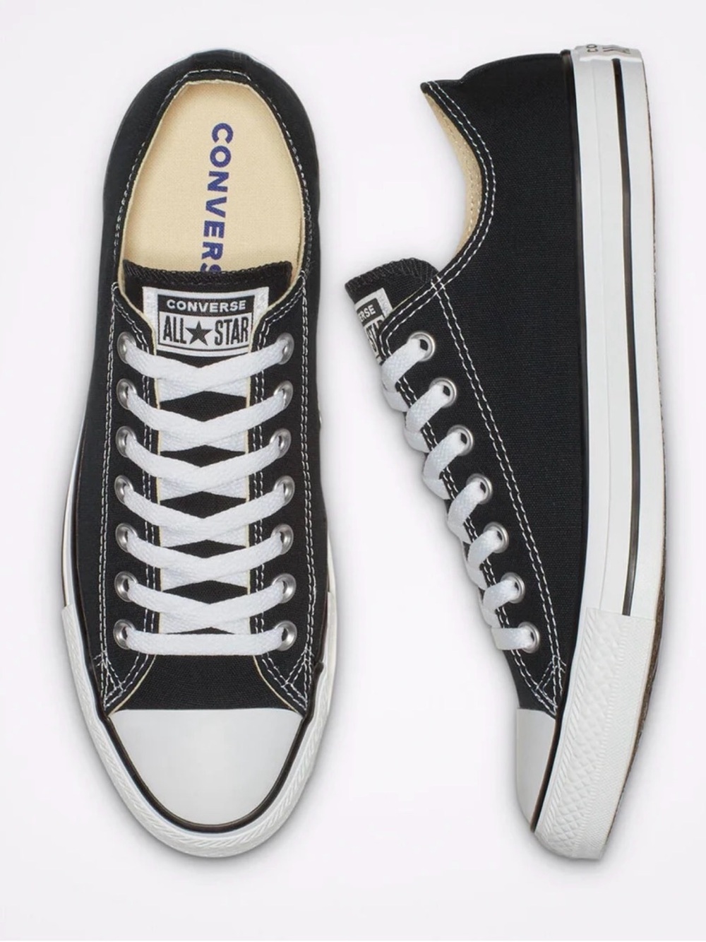 Converse Black Low Top All Star Sneakers with White Trim